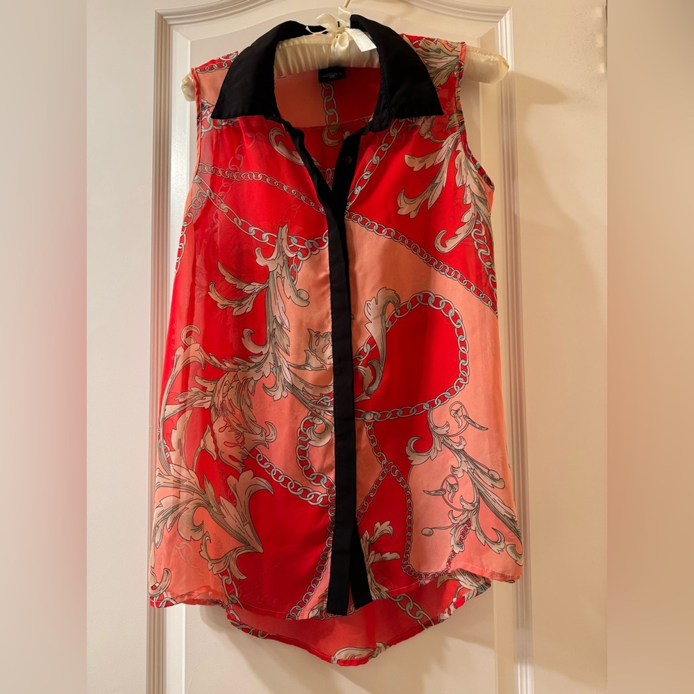 Metaphor Red and Black Patterned Sleeveless Top Size Small - Picture 2 of 8